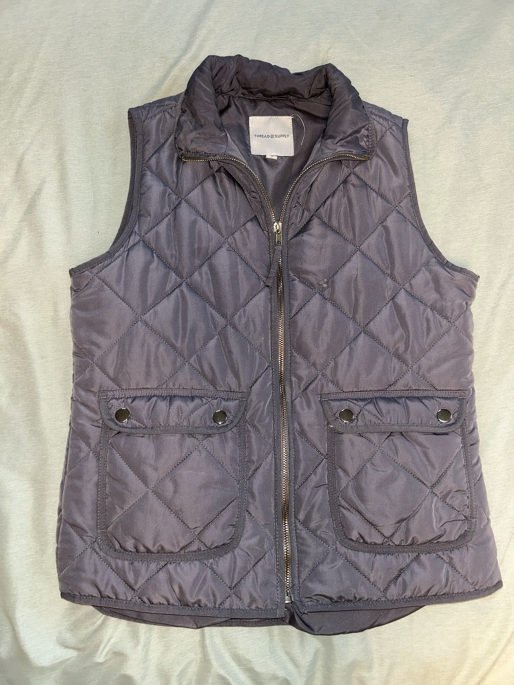 Thread & Supply Quilted Puffer Vest - Slate Gray